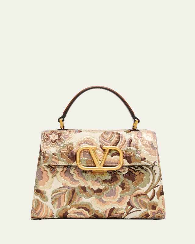VSLING Small Floral Jacquard Top-Handle Bag